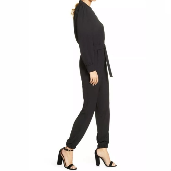Fraiche By J Utility Long Sleeve Jumpsuit In Black - Picture 3 of 9
